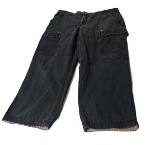 Duluth Trading Black Relaxed Fit Cargo Carpenter Pants Men's Thick 40x29